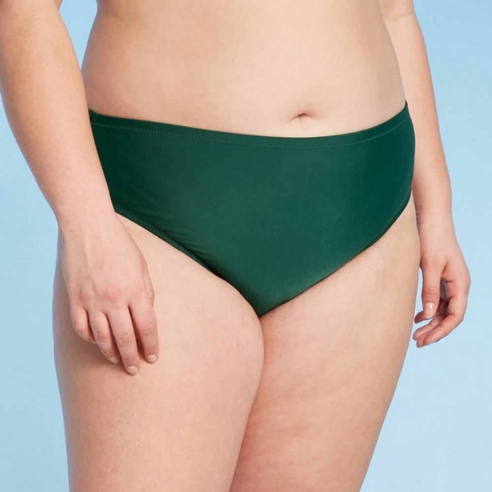 New Woman's plus size solid bikini bottom. Green